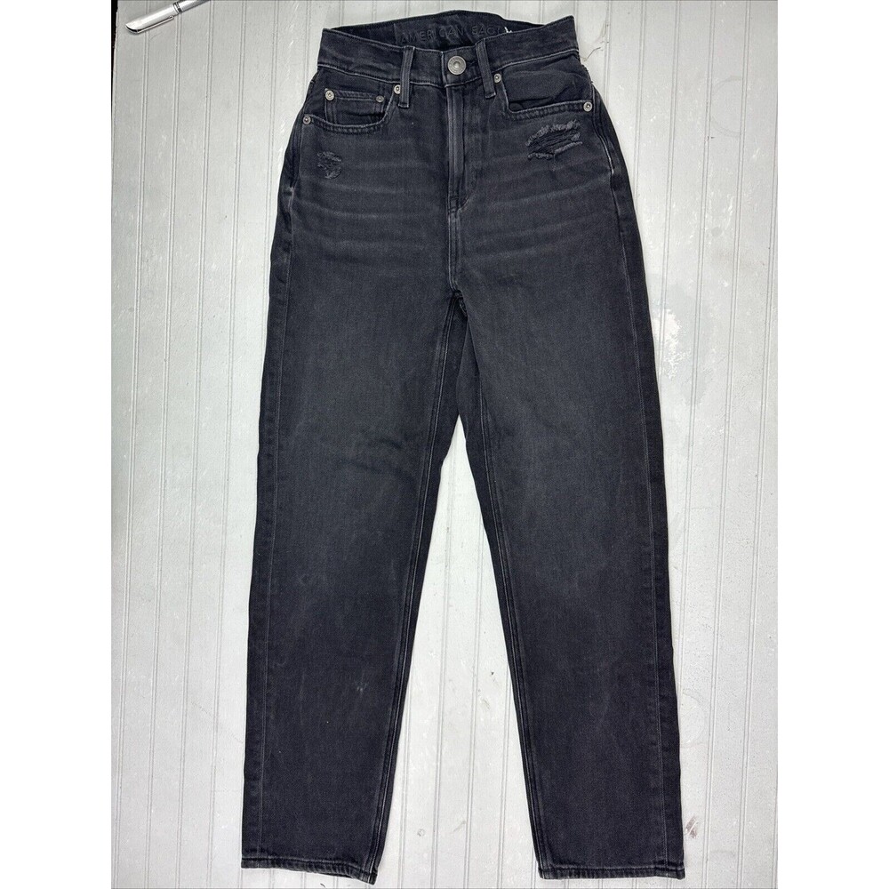 American Eagle Size 00 Womens Jeans Black High Rise 90s Boyfriend Stretch